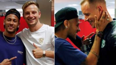 Neymar se tomó fotografías con jugadores como Rakitic y Ter Stegen. FOTO INSTAGRAM.