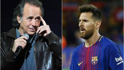 Joan Manuel Serrat compositor y cantante español, Lionel Messi jugador del Barcelona.