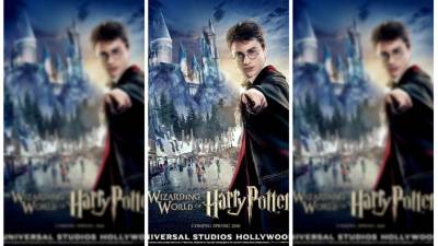 Afiche del parque temático 'The Wizarding World of Harry Potter'.