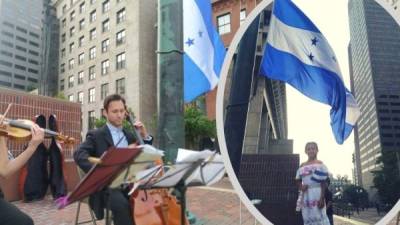 Una ceremonia cultural y cívica amenizó el izamiento del pabellón de Honduras en Boston. Fotografías: Consulado de Honduras en Boston