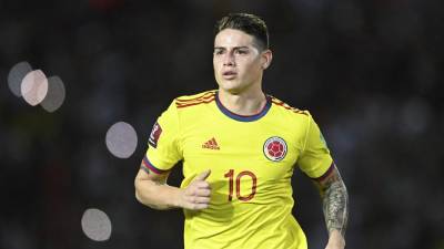 James Rodríguez anotó el gol que le dio la victoria a Colombia ante Venezuela en el cierre de las eliminatorias de Conmebol. Foto AFP.