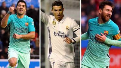 Luis Suárez supera en la tabla de goleadores de la Liga Española 2016-2017 a Lionel Messi y Cristiano Ronaldo.