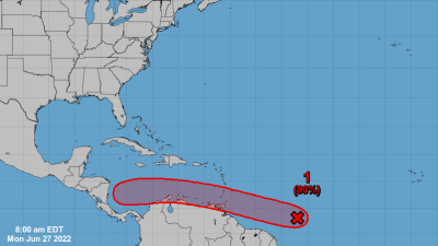 Una onda tropical en el Atlántico amenaza parte de Venezuela y las islas del Caribe.