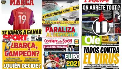 La presencia de la pandemia del coronavirus en el mundo acapara las portadas deportivas.