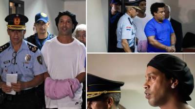 Ronaldinho Gáucho y su hermano Roberto fueron trasladados este sábado a una cárcel de Asunción tras la orden de prisión preventiva firmada por una jueza en el Palacio de Justicia. Fotos EFE/AFP