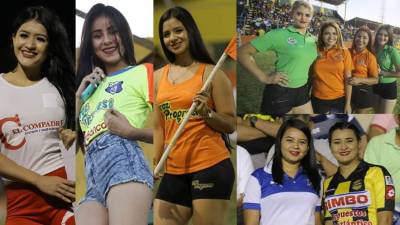 Las bellezas que iluminan el partido de ida del repechaje entre Honduras Progreso y Real España en el estadio Humberto Micheletti.