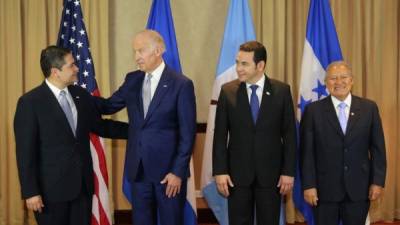 El vicepresidente Joe Biden y los presidentes de Honduras, Guatemala y El Salvador.