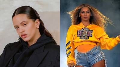 Collage de Rosalía y Beyoncé, dos artistas femeninas que revolucionaron la música con su talento.