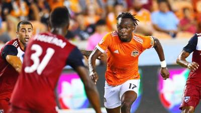 Alberth Elis vio acción en el duelo entre Houston Dynamo y el FC Dallas pero no oudo anotar. FOTO HOUSTON DYNAMO TWITTER.