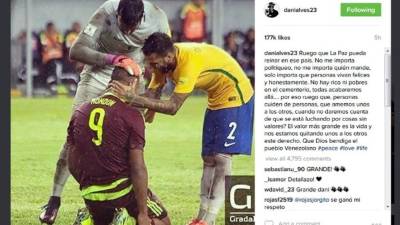 Dani Alves publicó esta foto con este mensaje en su cuenta de Instagram.