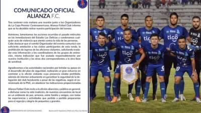El Alianza emitió un comunicado para anunciar que se retira de la Copa Premier Centroamericana.