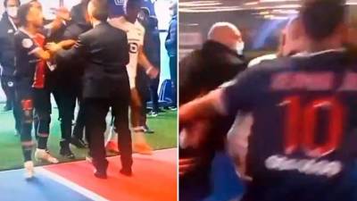 Neymar protagonizó una pelea con el portugués Tiago Djalo del Lille en el túnel de vestuarios.