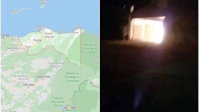A la izquierda la localización del departamento de Colón; a la derecha, la imagen del incendio del local.