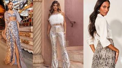 Recuerda equilibrar el brillo con piezas neutras y accesorios sencillos para lograr un estilo impecable.