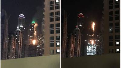 El rascacielos Torch Tower tomó fuego la madrugada del viernes en Dubai.