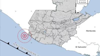 Epicentro del sismo que se registró este domingo 12 mayo en Guatemala, cerca de la frontera con México.