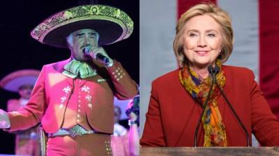 El cantante mexicano Vicente Fernández y la candidata demócrata Hillary Clinton.