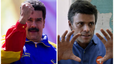 El presidente de Venezuela, Nicolás Maduro. En la otra imagen el líder de la oposición, Leopoldo López. EFE