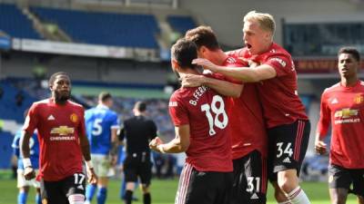 El Manchester United logró su primer triunfo de la temporada en la Premier League 2020-2021. Foto AFP