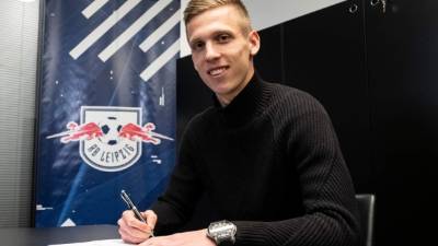 Dani Olmo firmó contrato hasta 2024 con el Leipzig. Foto Twitter @DieRotenBullen.