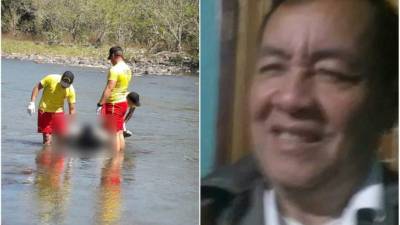 En la parte izquierda en rescate del cadáver de Gerardo Antonio Martínez Vásquez (36) y en la imagen de la derecha la foto en vida de Jesús Edgardo Canales (60).