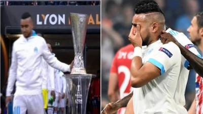 Dimitri Payet tocó la copa antes de la final de la Europa League y salió lesionado en la primera parte. Foto Twitter/AFP