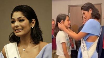 Sheynnis Palacios, Miss Universo 2023, junto a la pequeña Sofía, quien también es nicaragüense.