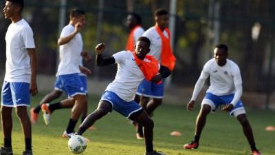 Los jugadores de la Sub-23 de Honduras en el entrenamiento de este martes. Foto Juan Salgado/Enviado Especial