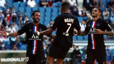 Neymar, Mbappé y Mauro Icardi se lucieron en el amistoso del PSG tras el parón que provocó la pandemia. Foto EFE