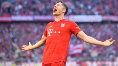 Lewandowski festejó a todo pulmón su gol. Foto Twitter Bayern Múnich.