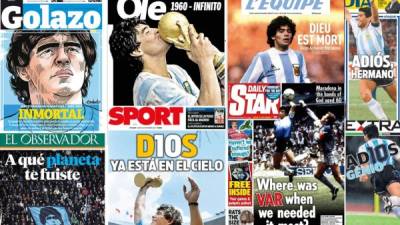 El fallecimiento de Diego Armando Maradona acapara las portadas de los diarios en el mundo.