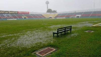 Así luce este sábado el estadio Municipal Ceibeño. Foto @miguelangeltv7·