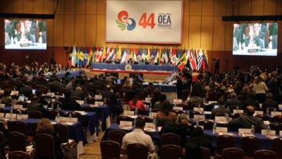 Vista de la 44 Asamblea General de la Organización de Estados Americanos (OEA) en la localidad de Luque, aledaña a Asunción.