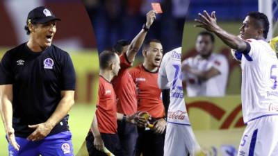 El árbitro Said Martínex expulsó a Pedro Troglio y a Ever Alvarado al final del partido Real España-Olimpia.