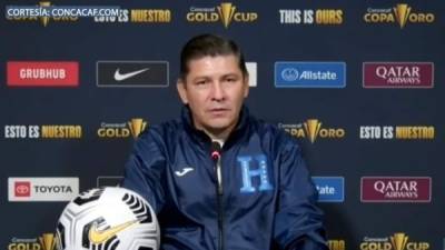 Arnold Cruz, durante la conferencia de prensa de la Selección de Honduras previo al partido ante México en la Copa Oro 2021.