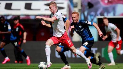 Timo Werner ha marcado 31 tantos para el Leipzig esta temporada. Foto AFP.