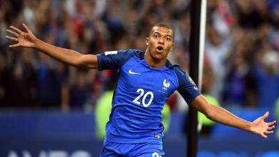 Mbappé celebrando su gol con Francia ante Holanda. Foto AFP
