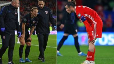 Luka Modric y Gareth Bale terminaron lesionados en el partido Gales-Croacia. Foto AFP