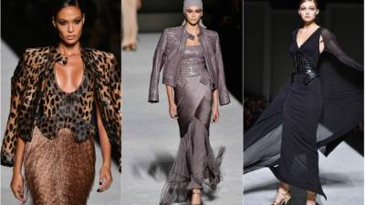 Las siluetas lápiz a base de entubadas prendas que imitaban piel de cocodrilo se lucieron en la pasarela. También el estampado de la temporada, el leopardo.