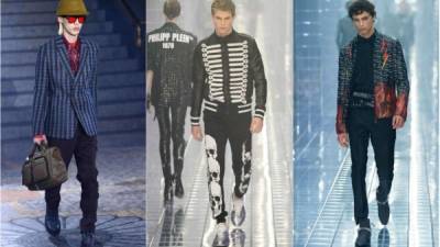 Philipp Plein. Una colección urbana con inspiración “punk”. Los estampados y el camuflaje figuran en pantalones y camisas.