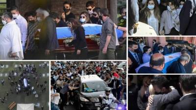 Los restos de la leyenda Diego Armando Maradona fueron sepultados este jueves en una ceremonia íntima en un cementerio de Buenos Aires, tras una jornada de despedida caótica cargada de incidentes en la ciudad y arropada por sus íntimos.