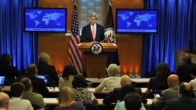 El secretario de Estado de EUA, John Kerry, ofreció una conferencia de prensa sobre las investigaciones en Siria.