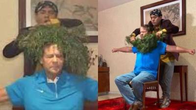 Momento en el que Alfredo Adame se realiza la limpia.