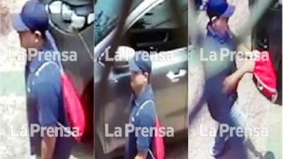 Vestido con una camisa tipo polo, mochila roja y gorra, el asesino del abogado Rubén Mateo Galán fue captado por cámaras de seguridad de la zona.