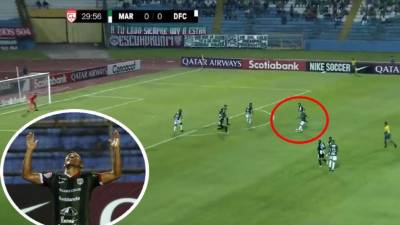 Gran asistencia de Mario Martínez para Frelys López que marcó el gol de Marathón ante Diriangén en el estadio Olímpico.