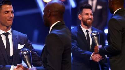 El hondureño David Suazo entregó premios del 11 idea a Cristiano Ronaldo y Lionel Messi en los premios The Best de la FIFA.