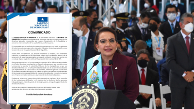 Comunicado publicado por el Partido Nacional de Honduras.