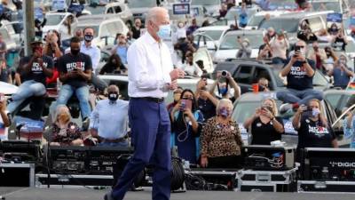 Vista de un acto de campaña del candidato demócrata a la Presidencia de EE.UU., Joe Biden, en Atlanta, el 27 de octubre de 2020. EFE