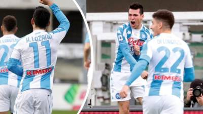 Hirving 'Chucky' Lozano marcó el gol más rápido de la historia del Napoli en la Serie A italiana. Foto EFE