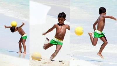 Cristiano Ronaldo Jr. demostraba sus evidentes dotes como futbolista. Prestémosle atención, que este niño llegará lejos.